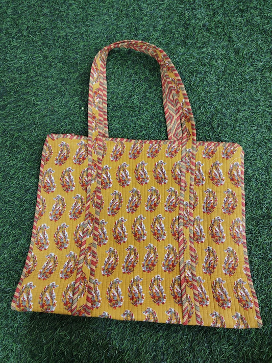 Handcrafted Printed Fabric Tote Bag with Dual Handles