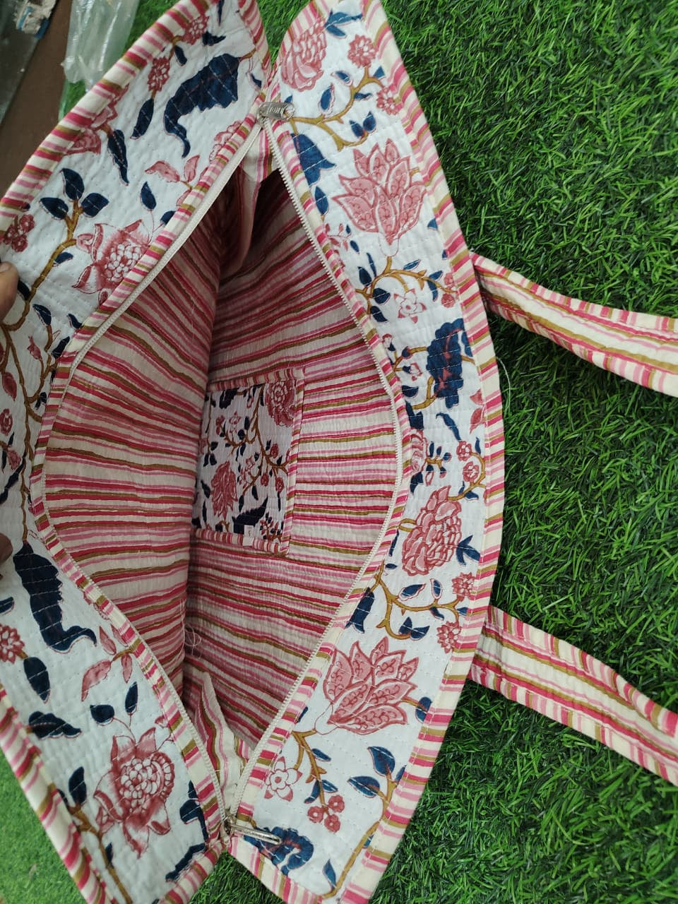 Handcrafted Printed Fabric Tote Bag with Dual Handles