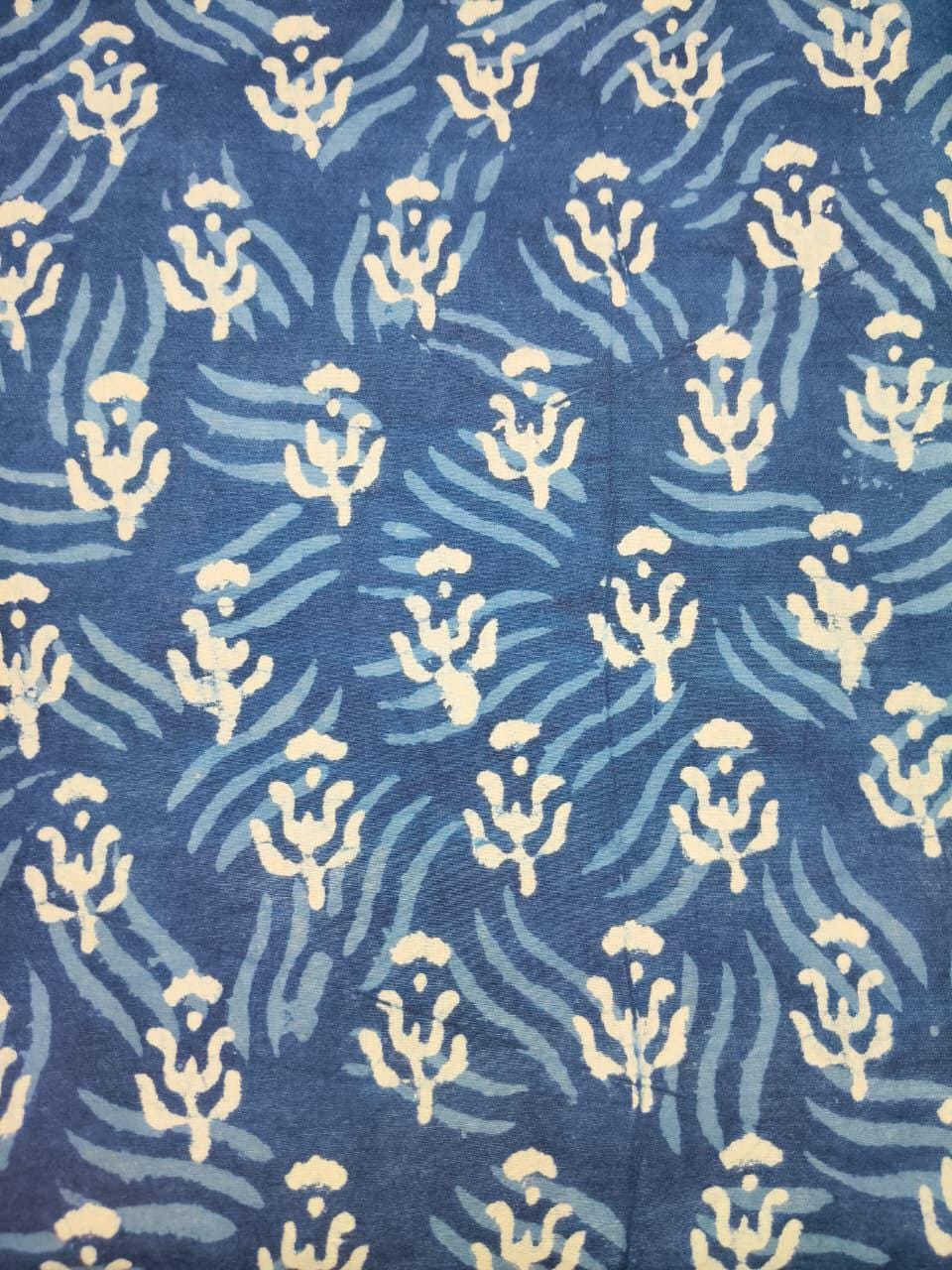 Hand Block Print Cotton Fabric, Floral Indian Fabric By The Yard