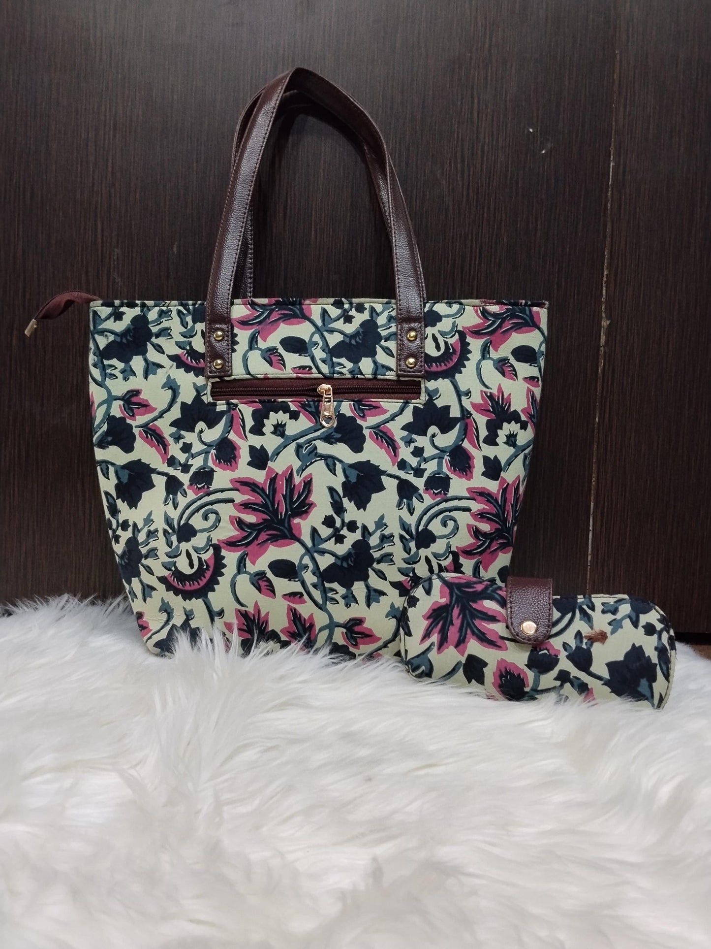 Jaipuri Print Cotton Bag Set, 5 Piece Tote Sling Clutch Set, Goggle Case & Coin Purse, Indian Gift Set