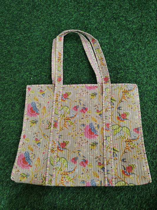 Handcrafted Printed Fabric Tote Bag with Dual Handles