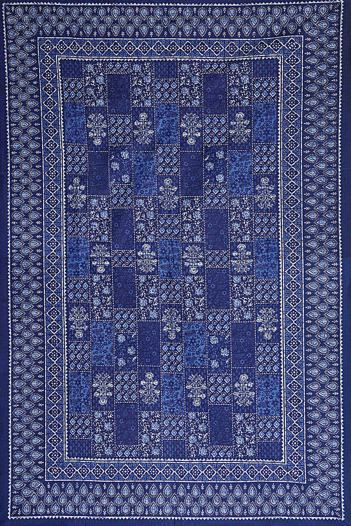 Blue Ethnic Motifs 180 TC Cotton Single Bedsheet with 1 Pillow Cover - BSB1118