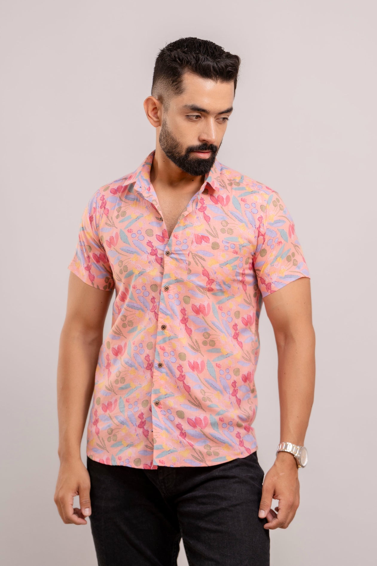 pink floral dress shirt Amazon.com: Mens Nightclub Pink Floral Print Dress Shirt Men Long Sleeve Mens Shirts Social Casual Party Shirt Chemise Black S : Clothing, Shoes & Jewelry