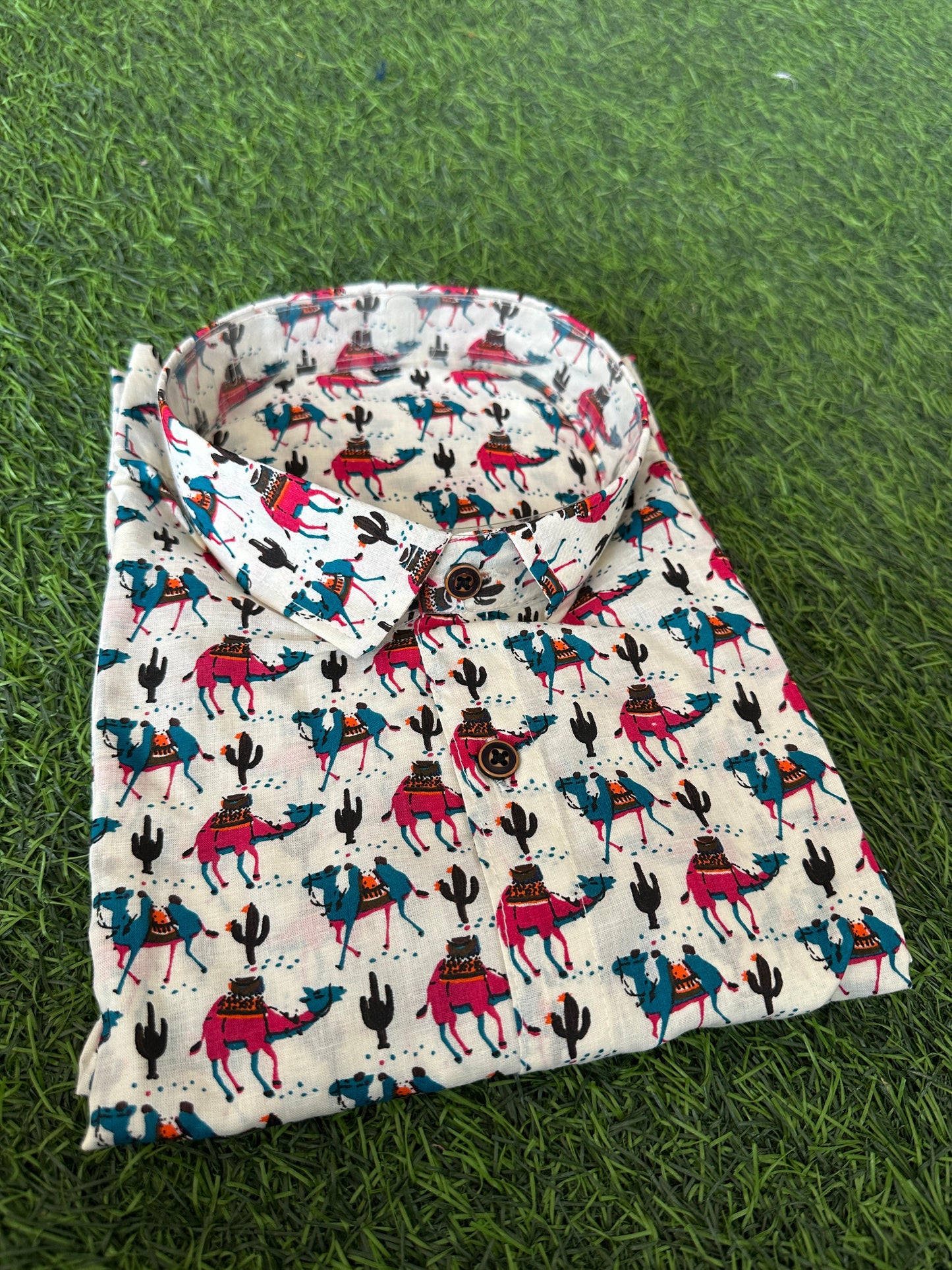 Desert Wanderer Print Men's Half Sleeve Shirt (SHKN1078)