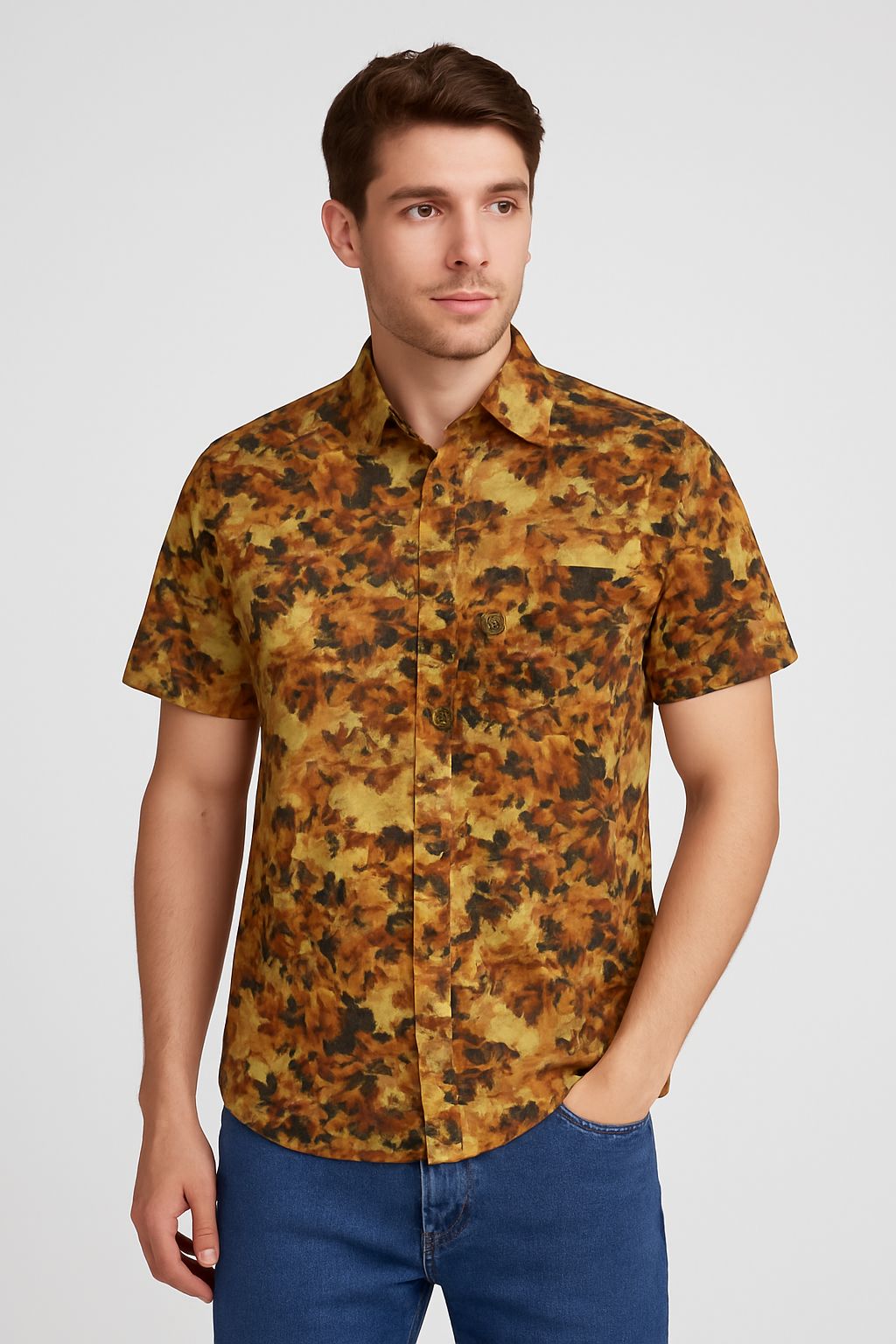 Urban Camo Print Men's Half Sleeve Shirt (SHKN1088)