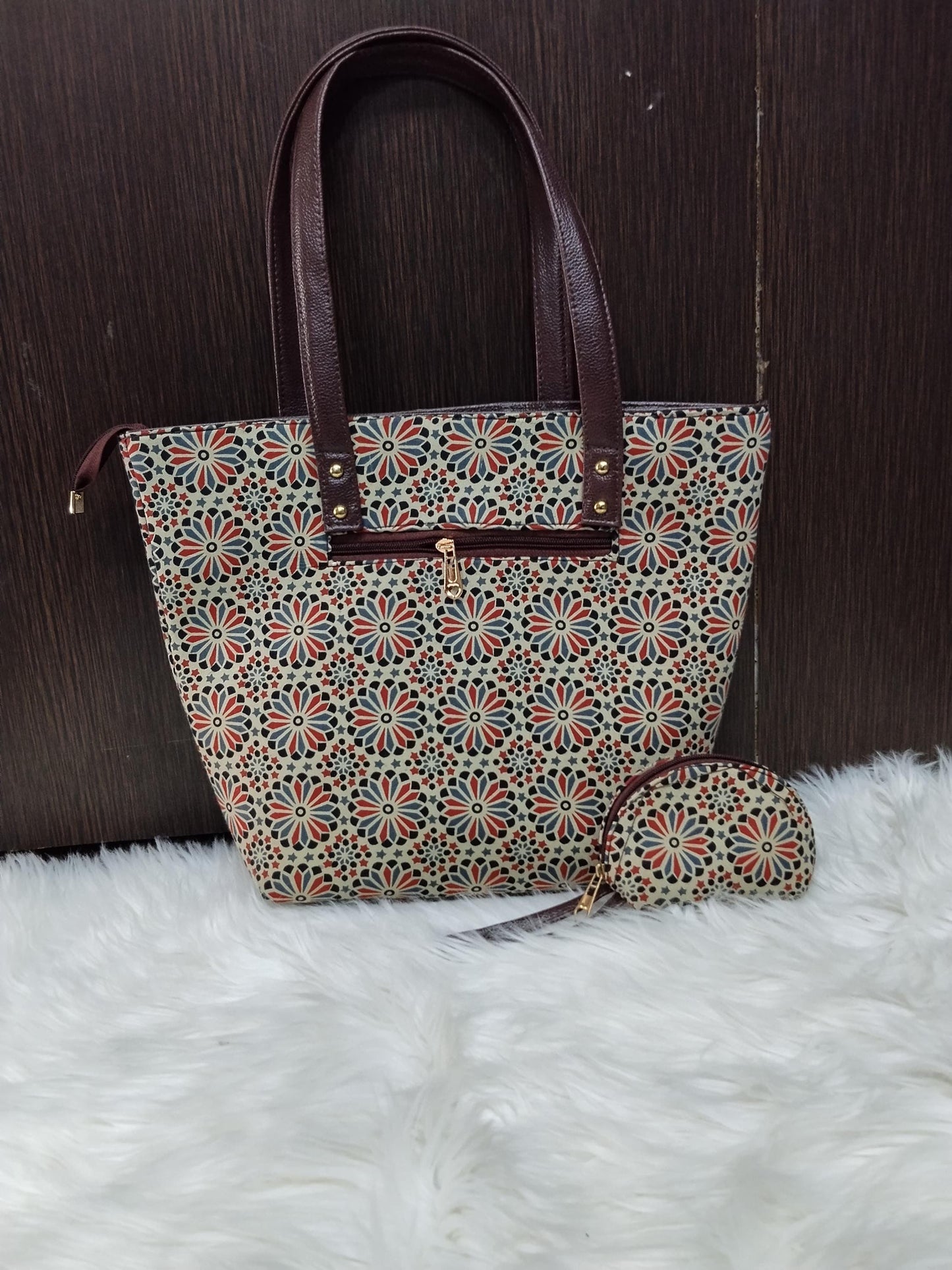 Jaipuri Print Cotton 5-Piece Bag Set | Tote, Sling, Clutch, Goggle, Coin Purse