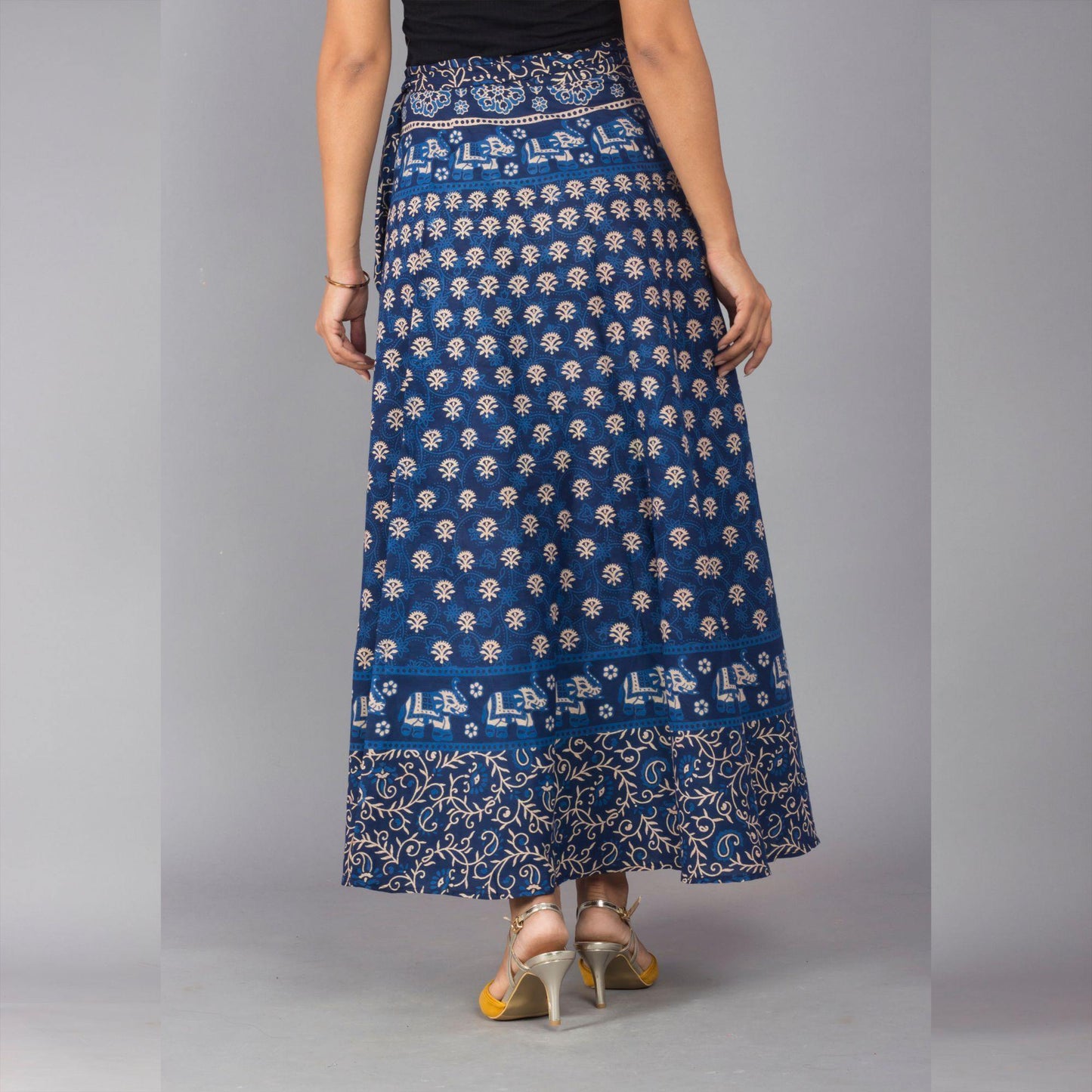 Blue Ethnic Print Maxi Skirt - Frionkandy