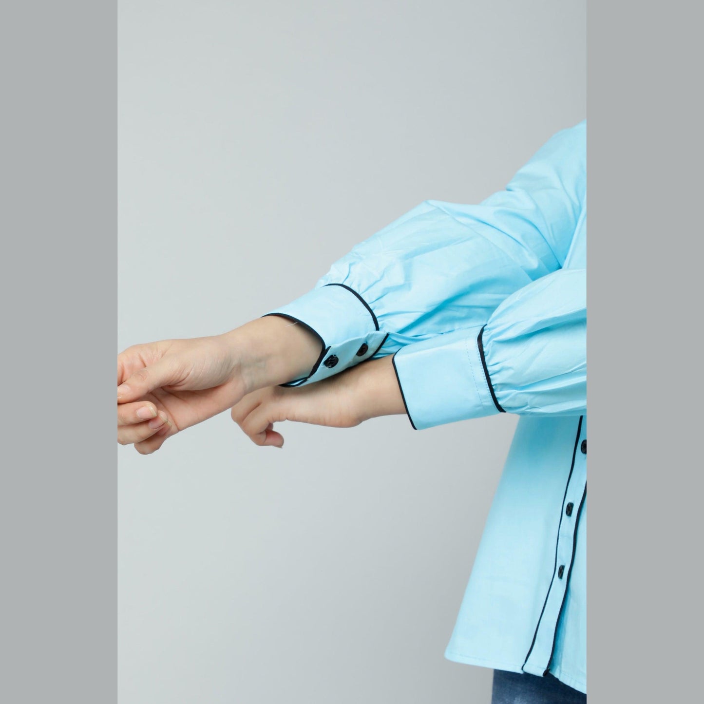 Sky Blue Formal Cotton Top - Frionkandy