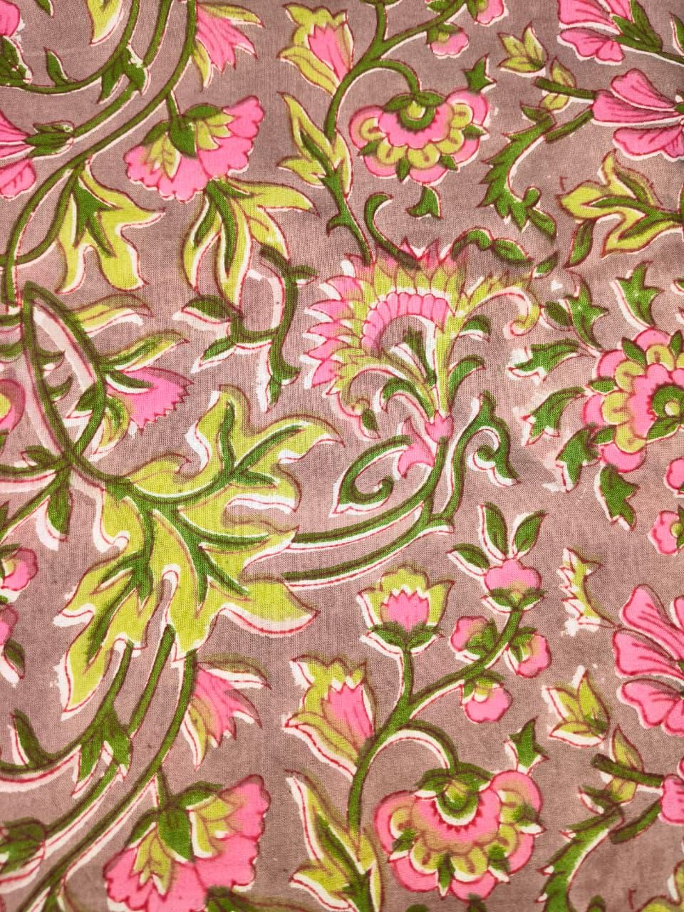 Hand Block Print Cotton Fabric, Floral Indian Fabric By The Yard