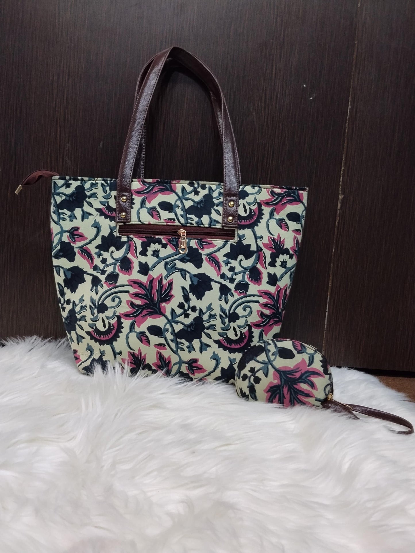 Jaipuri Print Cotton Bag Set, 5 Piece Tote Sling Clutch Set, Goggle Case & Coin Purse, Indian Gift Set