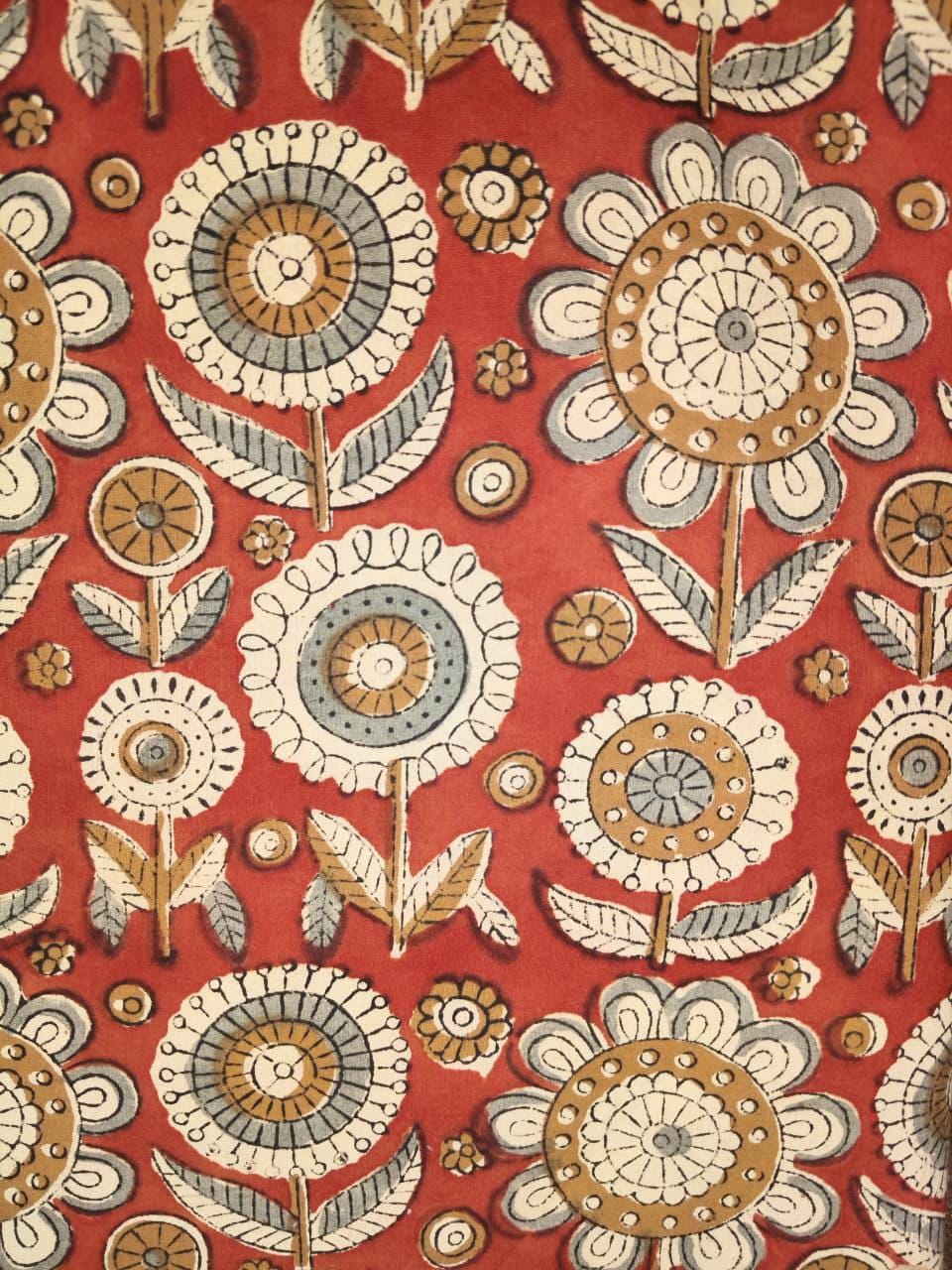 Hand Block Print Cotton Fabric, Floral Indian Fabric By The Yard