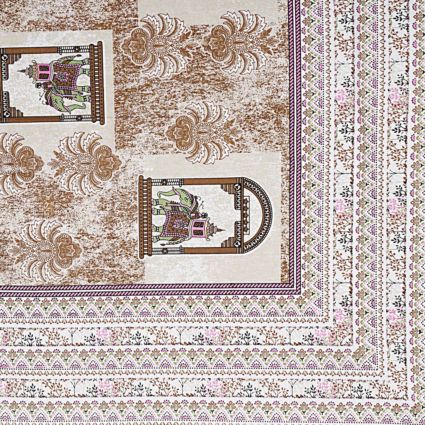 Jaipuri Hand Block Print Cotton Double Bedsheet Set, Rajasthani Zipper Pillow Covers
