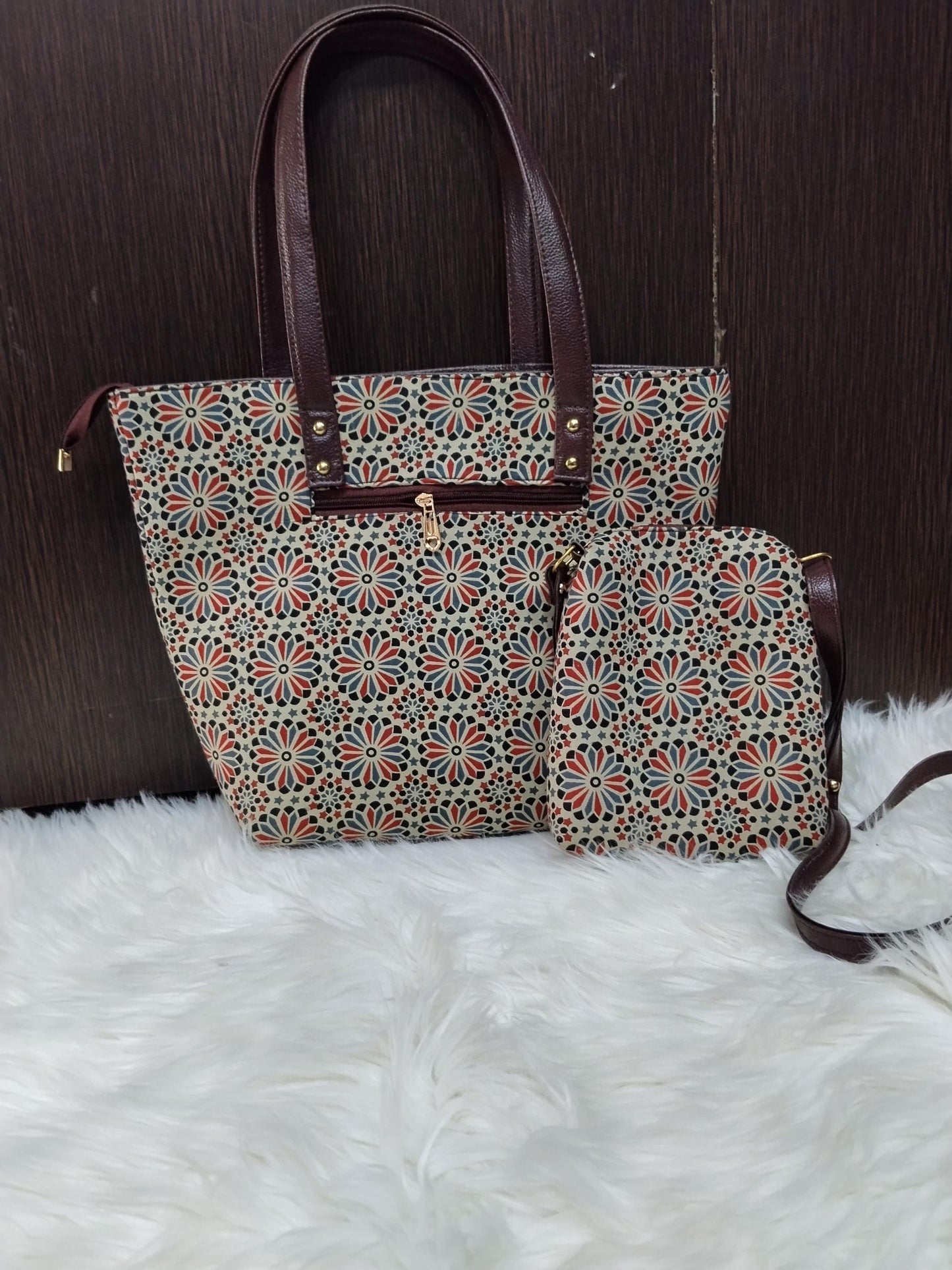 Jaipuri Print Cotton 5-Piece Bag Set | Tote, Sling, Clutch, Goggle, Coin Purse