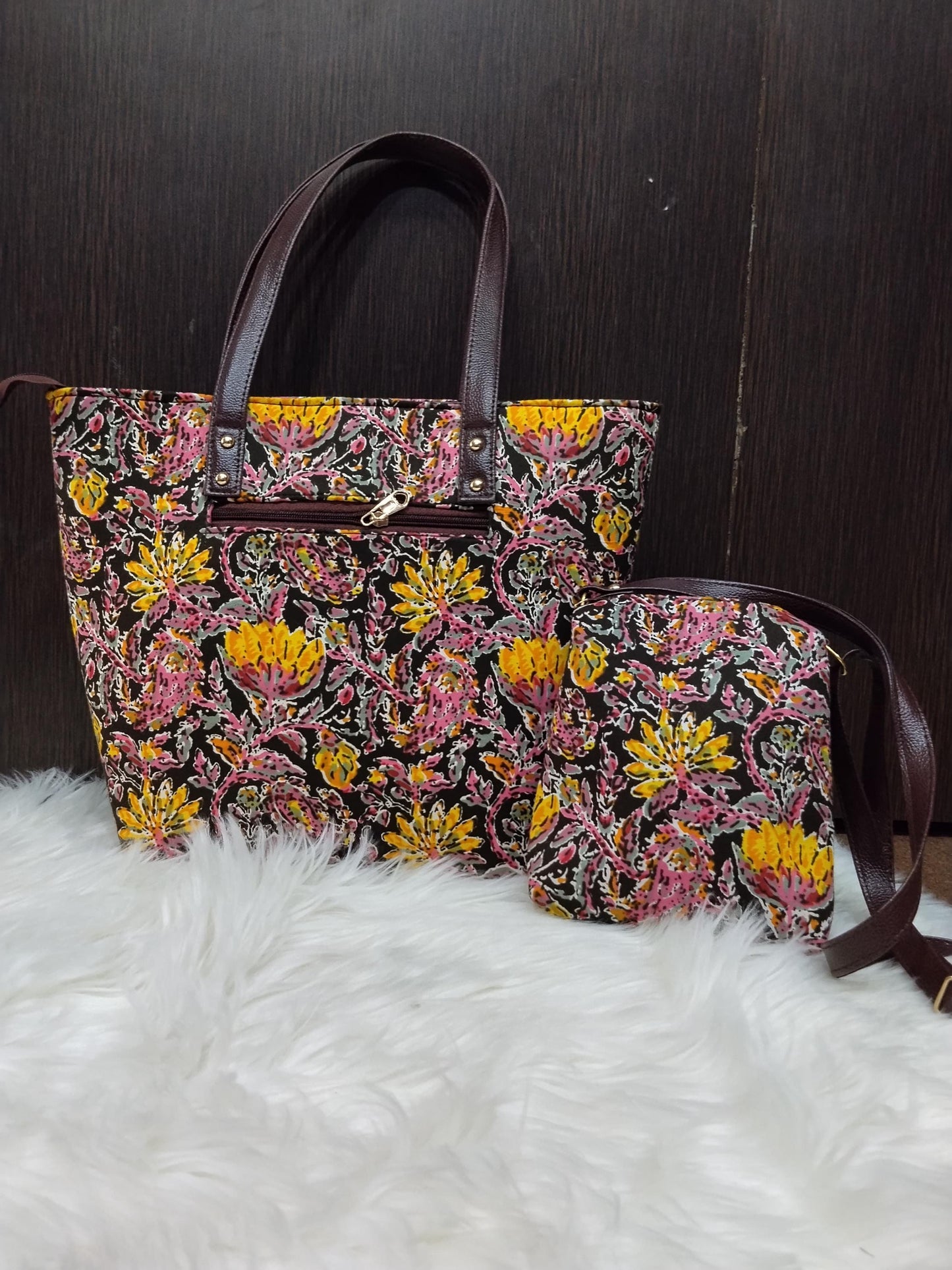 Jaipuri Print Cotton Bag Set | Tote, Sling, Clutch, Goggle Case, Coin Purse