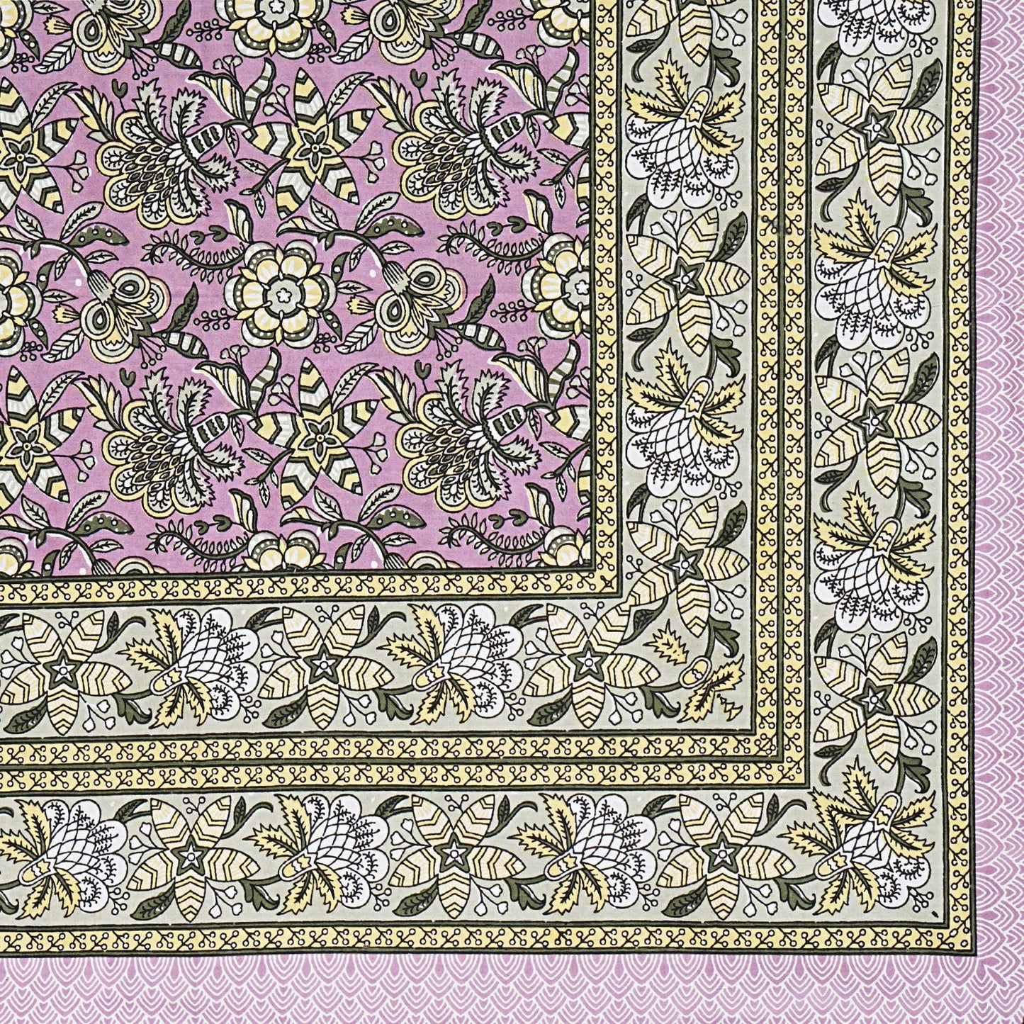 Rajasthani Hand Block Printed Cotton Bedsheet Set, Floral Indian Bedding (Double Bed)
