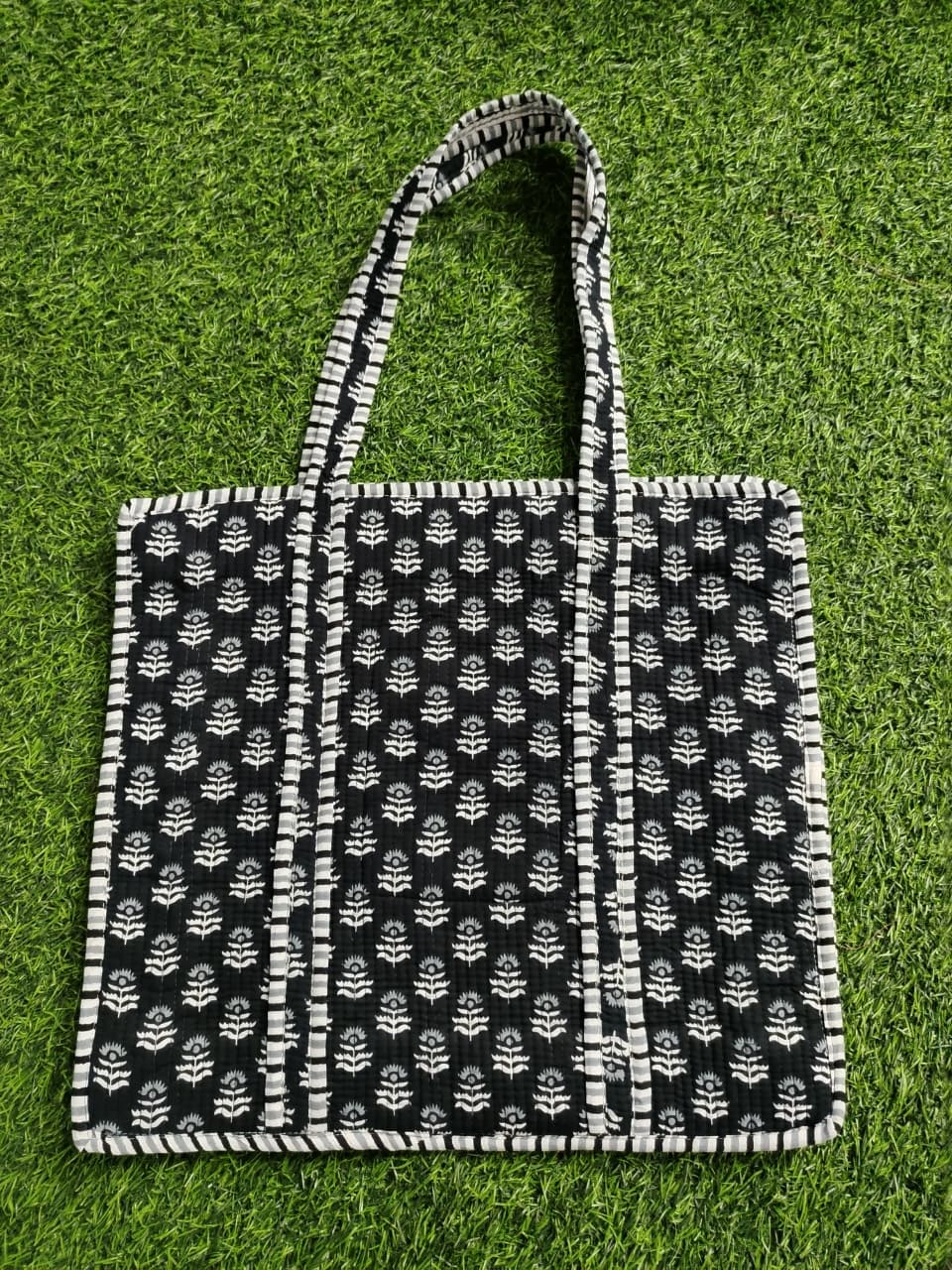 Handcrafted Printed Fabric Tote Bag with Dual Handles