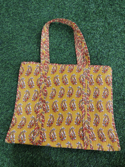 Handcrafted Printed Fabric Tote Bag with Dual Handles