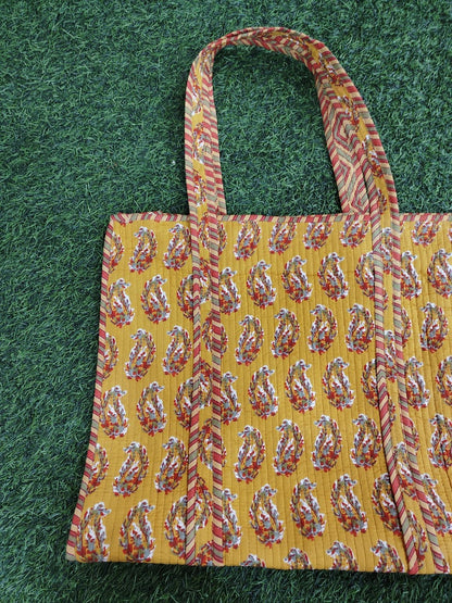 Handcrafted Printed Fabric Tote Bag with Dual Handles