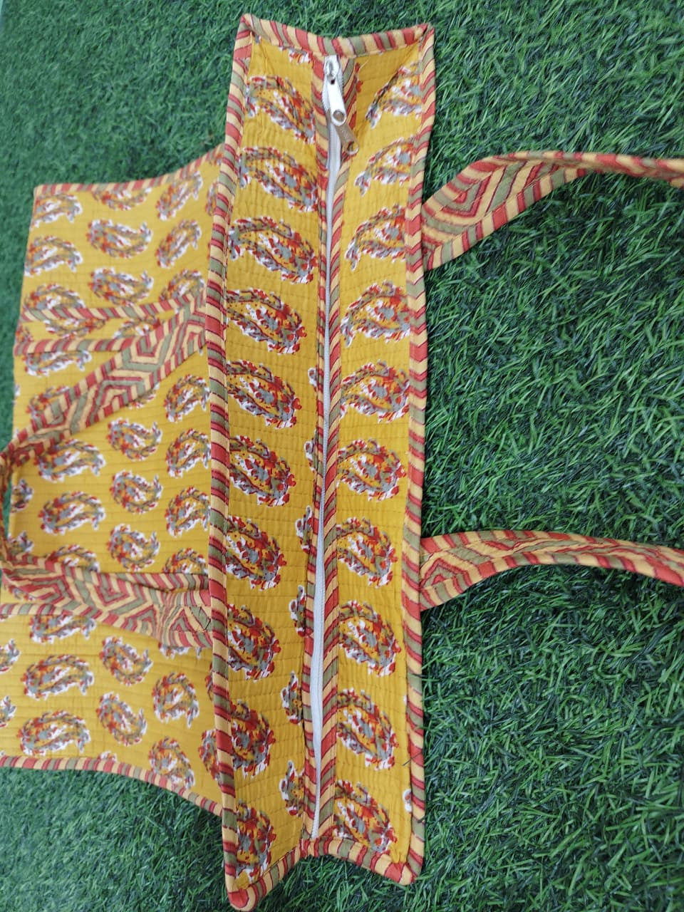 Handcrafted Printed Fabric Tote Bag with Dual Handles