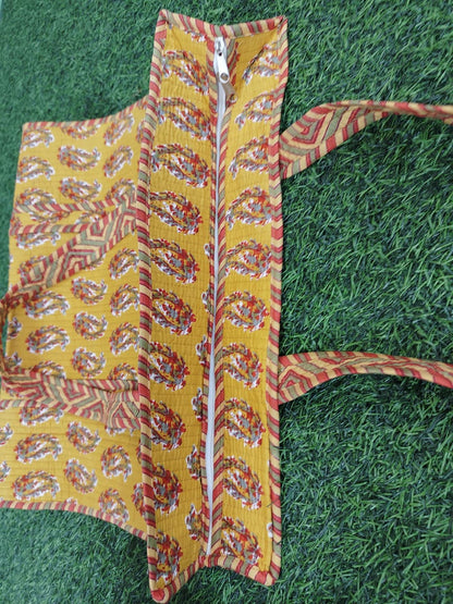 Handcrafted Printed Fabric Tote Bag with Dual Handles