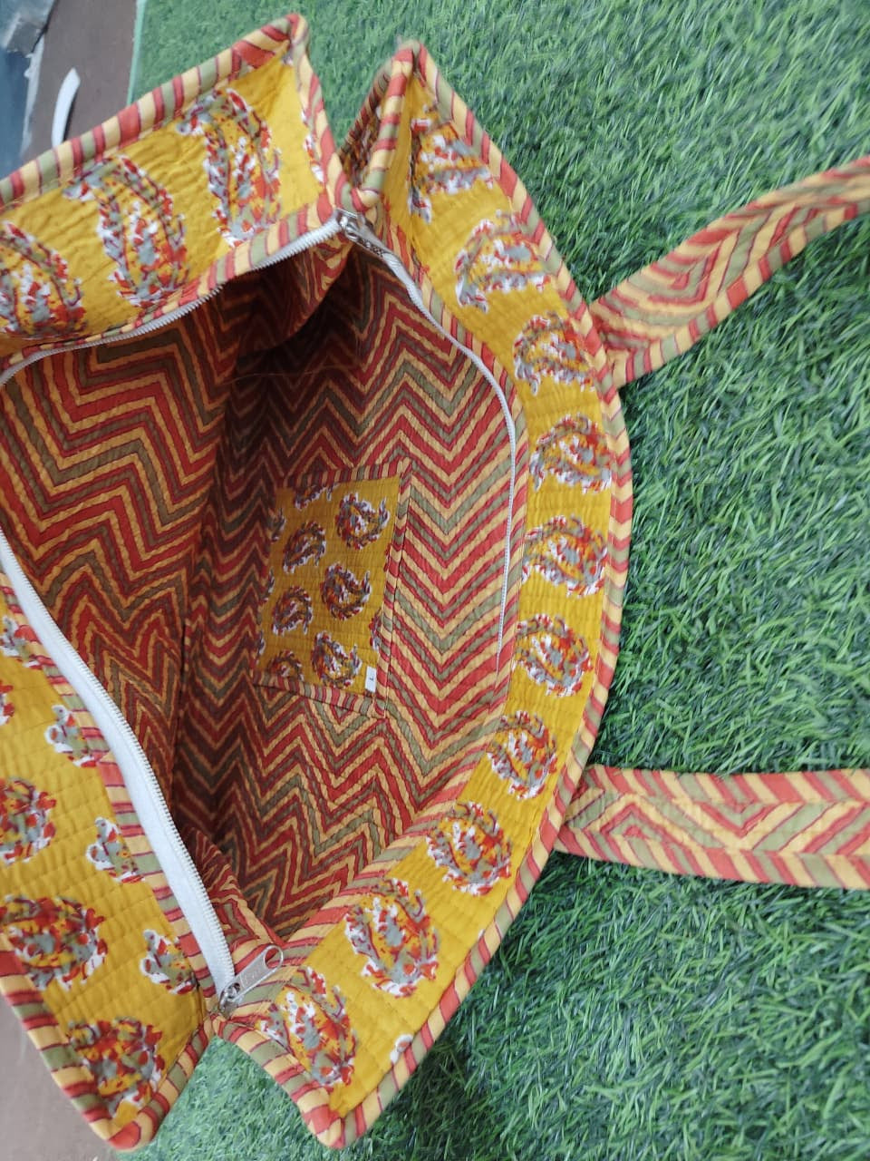 Handcrafted Printed Fabric Tote Bag with Dual Handles