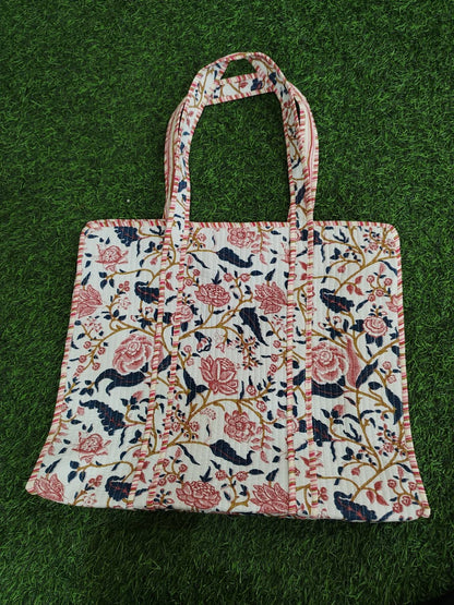 Handcrafted Printed Fabric Tote Bag with Dual Handles
