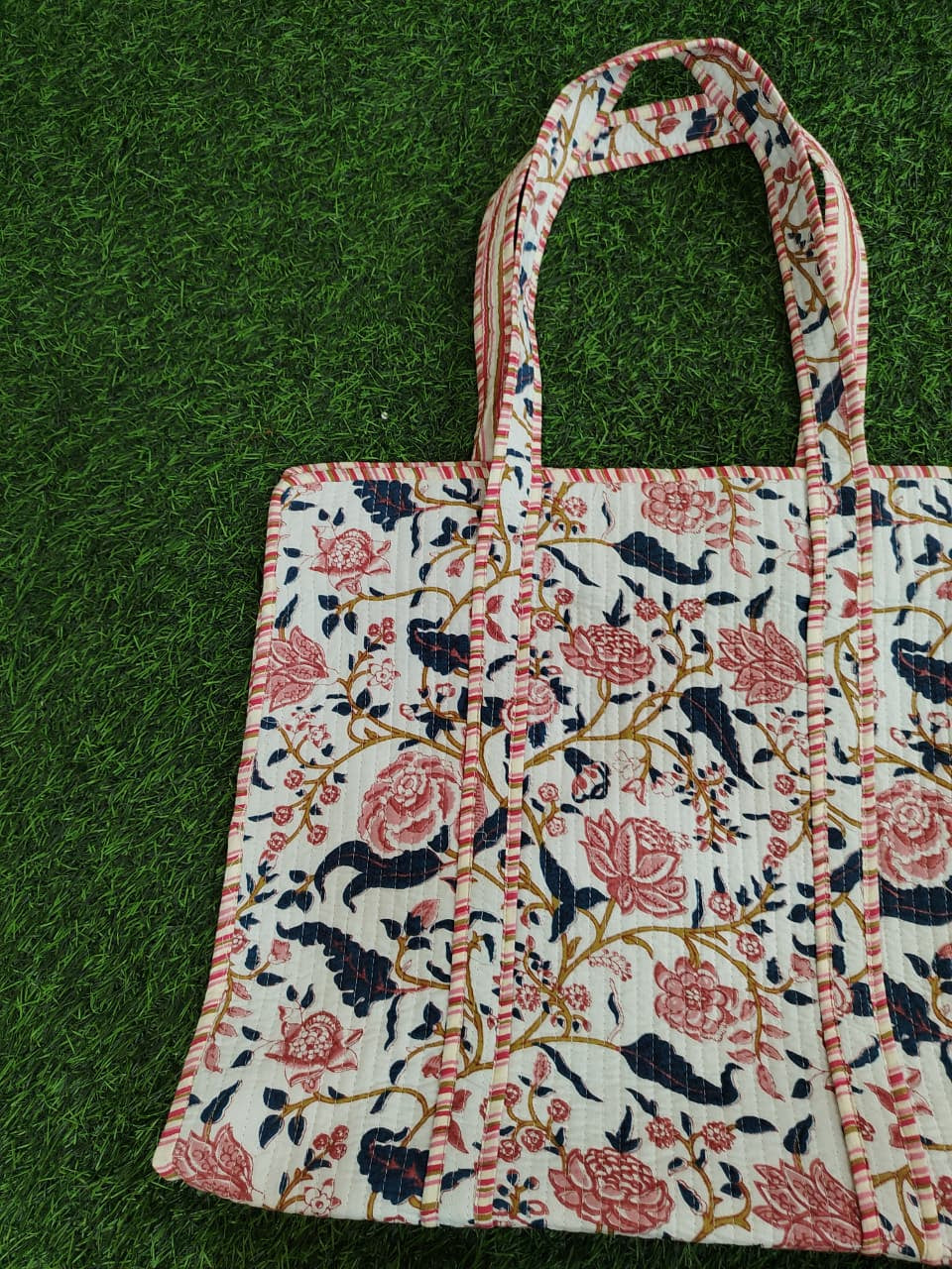 Handcrafted Printed Fabric Tote Bag with Dual Handles
