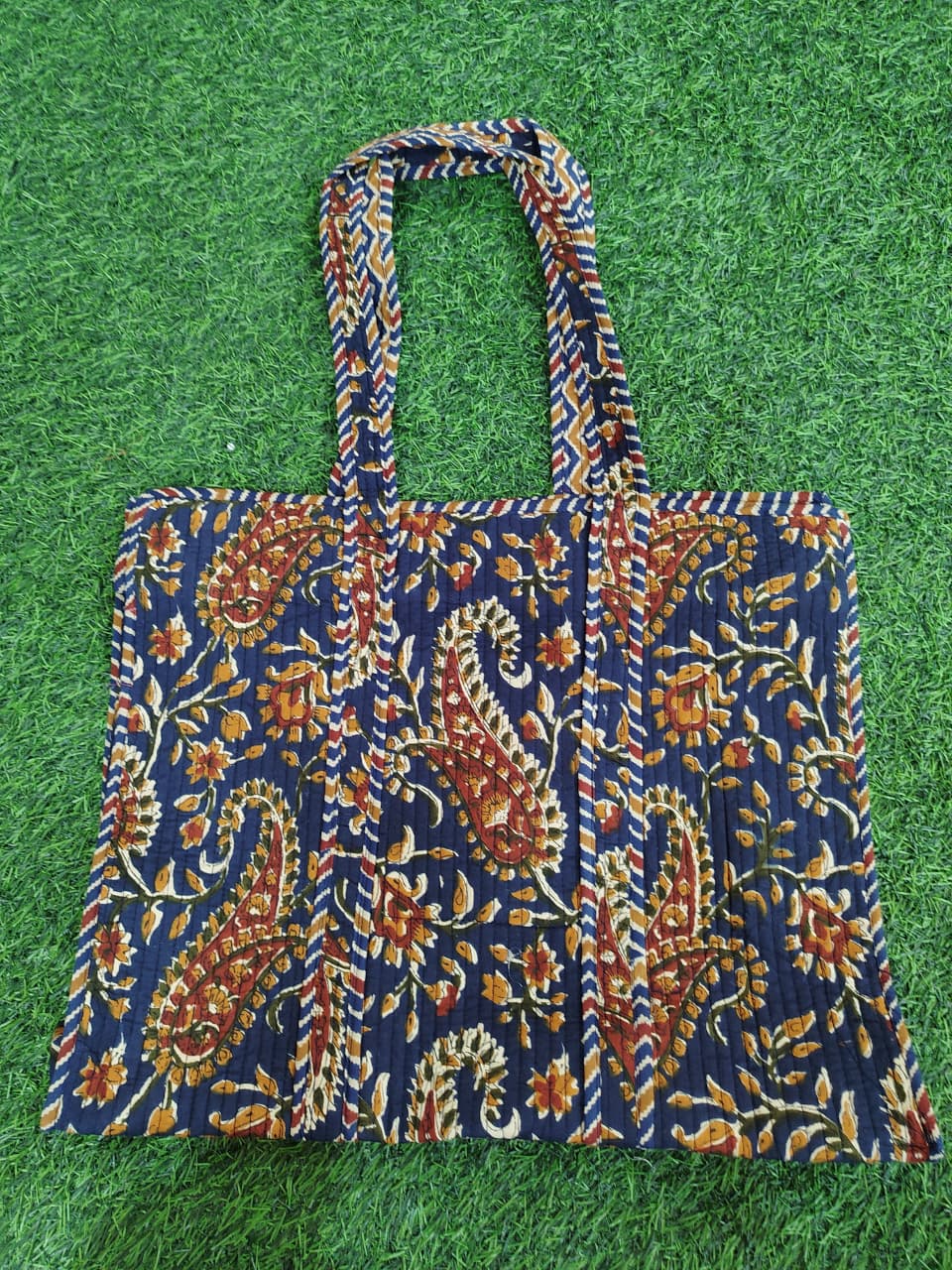 Handcrafted Printed Fabric Tote Bag with Dual Handles