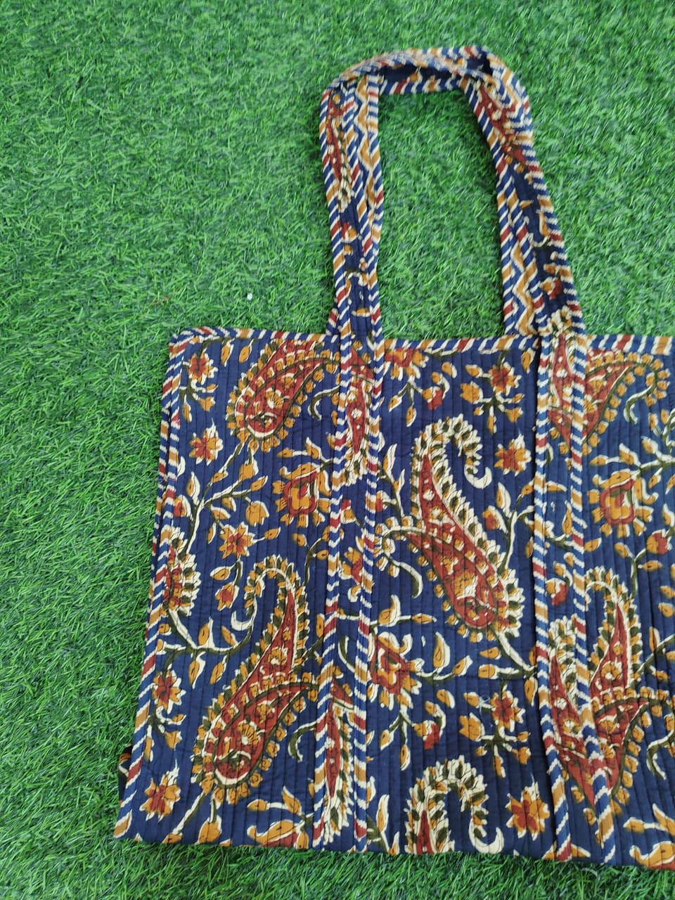 Handcrafted Printed Fabric Tote Bag with Dual Handles