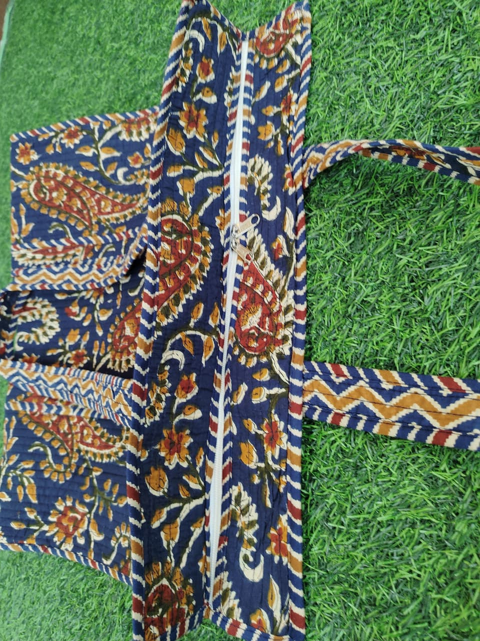 Handcrafted Printed Fabric Tote Bag with Dual Handles