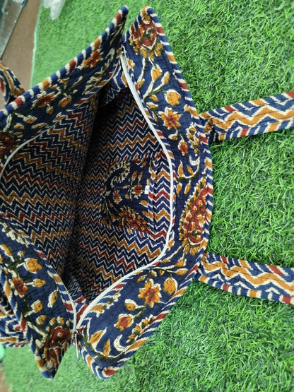 Handcrafted Printed Fabric Tote Bag with Dual Handles