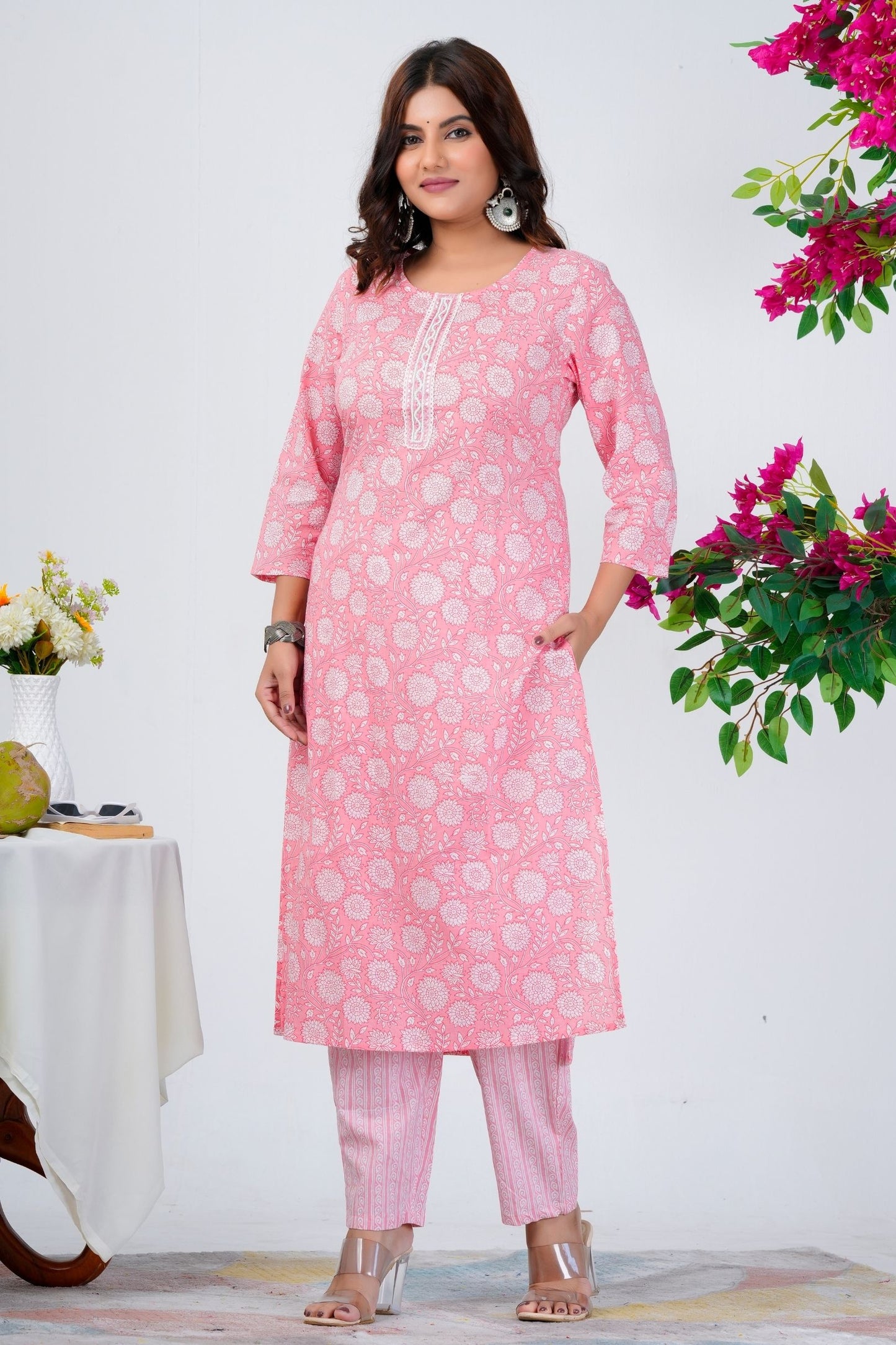 Women's Pink Printed Kurta Set with Dupatta – Elegant Ethnic Wear for Everyday & Festive Looks