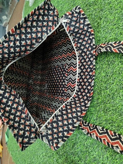 Handcrafted Printed Fabric Tote Bag with Dual Handles