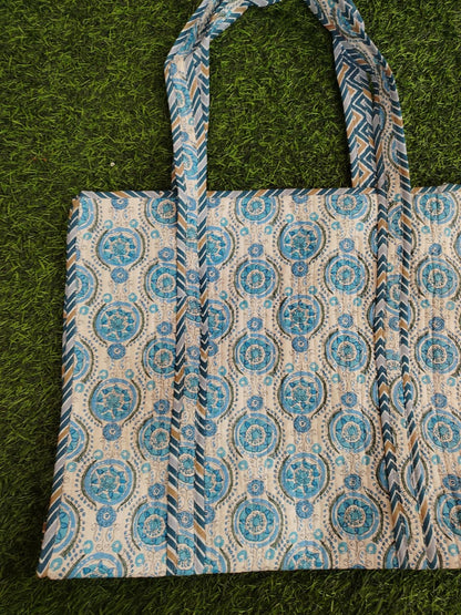 Handcrafted Printed Fabric Tote Bag with Dual Handles