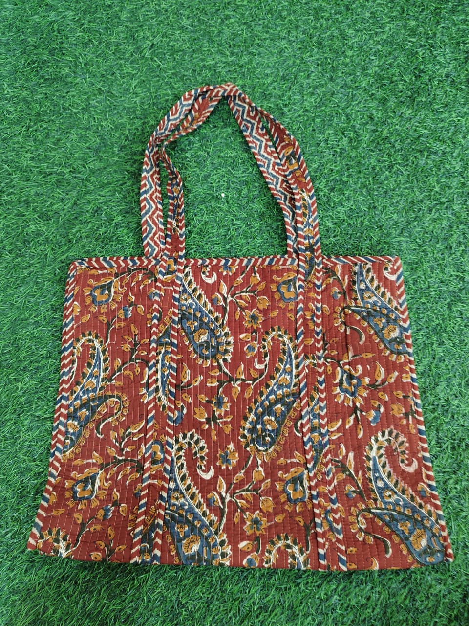 Handcrafted Printed Fabric Tote Bag with Dual Handles