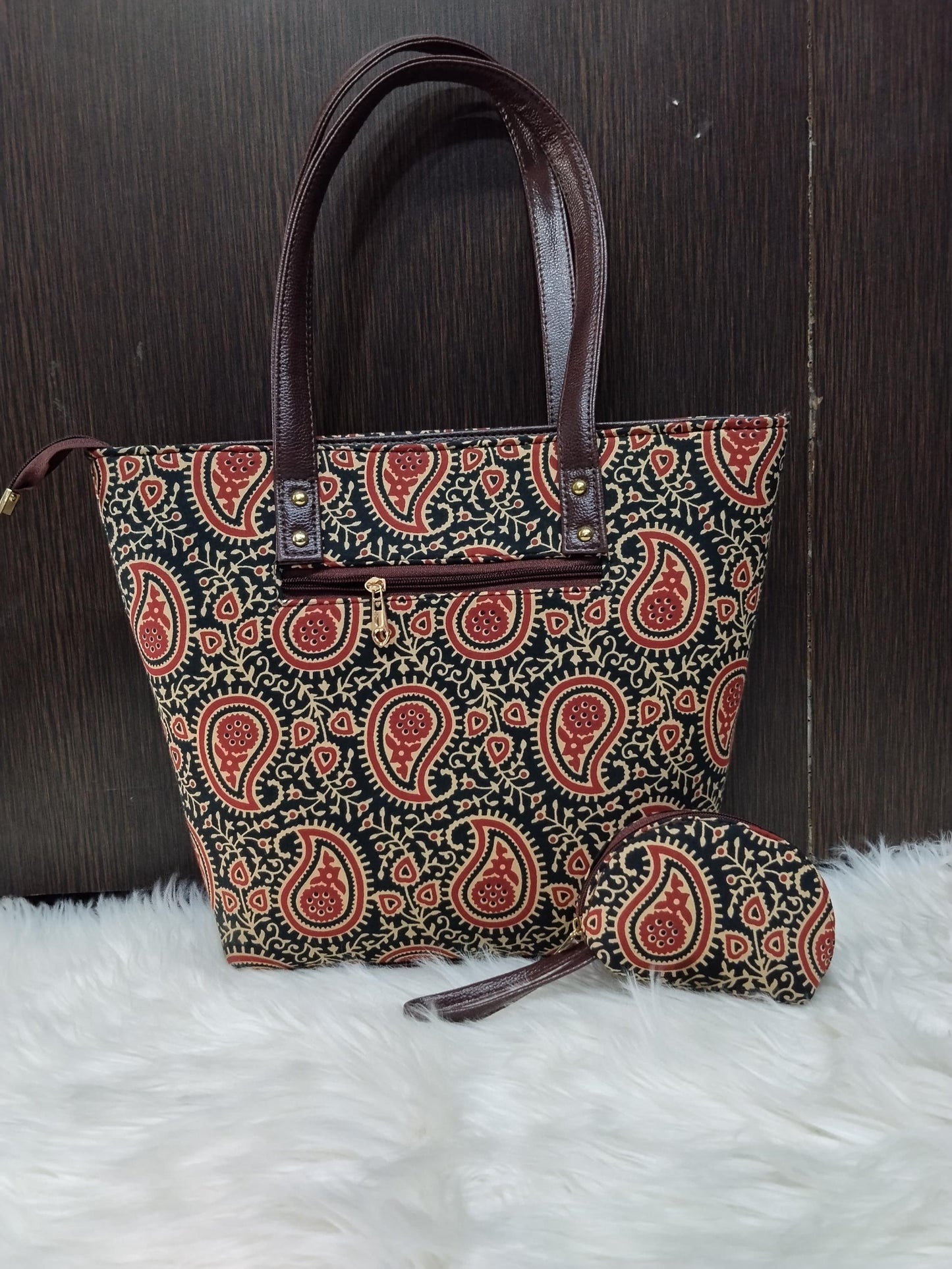 Jaipuri Print Cotton 5-Piece Bag Set | Tote, Sling, Clutch, Goggle, Coin Purse