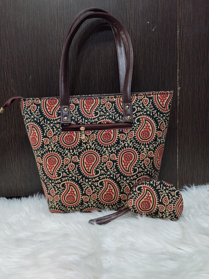 Jaipuri Print Cotton 5-Piece Bag Set | Tote, Sling, Clutch, Goggle, Coin Purse