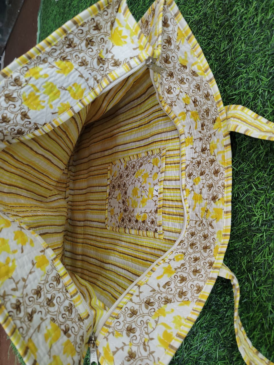 Handcrafted Printed Fabric Tote Bag with Dual Handles