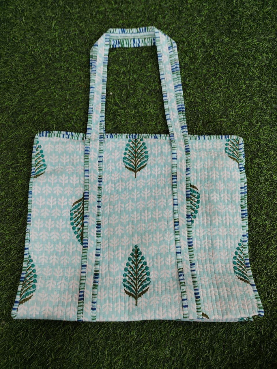 Handcrafted Printed Fabric Tote Bag with Dual Handles