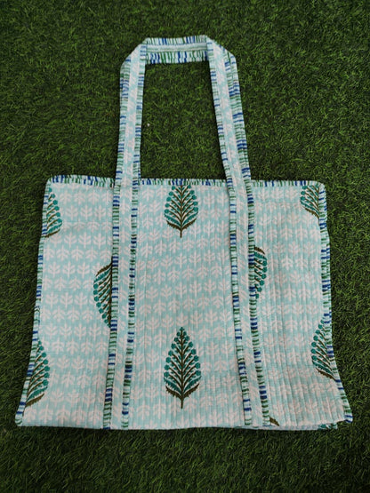 Handcrafted Printed Fabric Tote Bag with Dual Handles