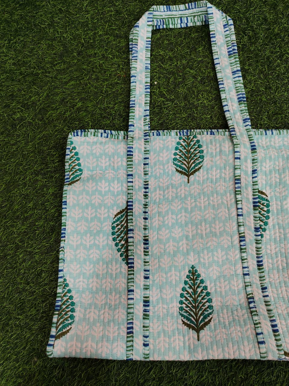 Handcrafted Printed Fabric Tote Bag with Dual Handles