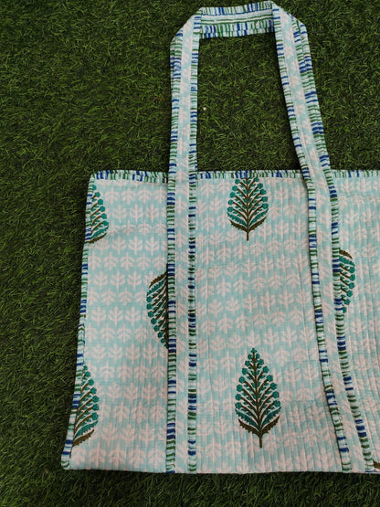 Handcrafted Printed Fabric Tote Bag with Dual Handles