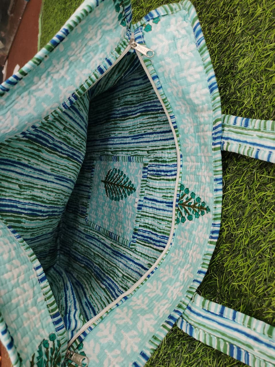 Handcrafted Printed Fabric Tote Bag with Dual Handles