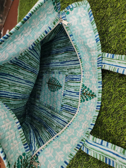 Handcrafted Printed Fabric Tote Bag with Dual Handles