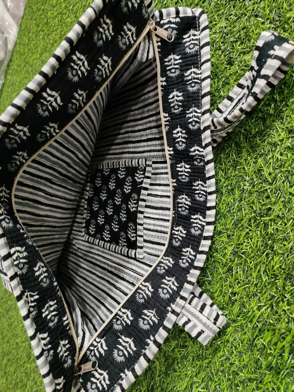Handcrafted Printed Fabric Tote Bag with Dual Handles