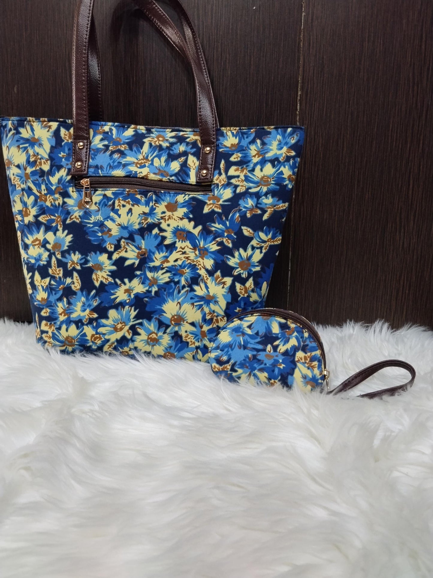 Jaipuri Print Bag Set, 5 Piece Tote Sling Clutch Set, Goggle Case & Coin Purse, Indian Bag Gift Set for Women