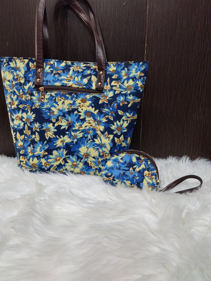 Jaipuri Print Bag Set, 5 Piece Tote Sling Clutch Set, Goggle Case & Coin Purse, Indian Bag Gift Set for Women