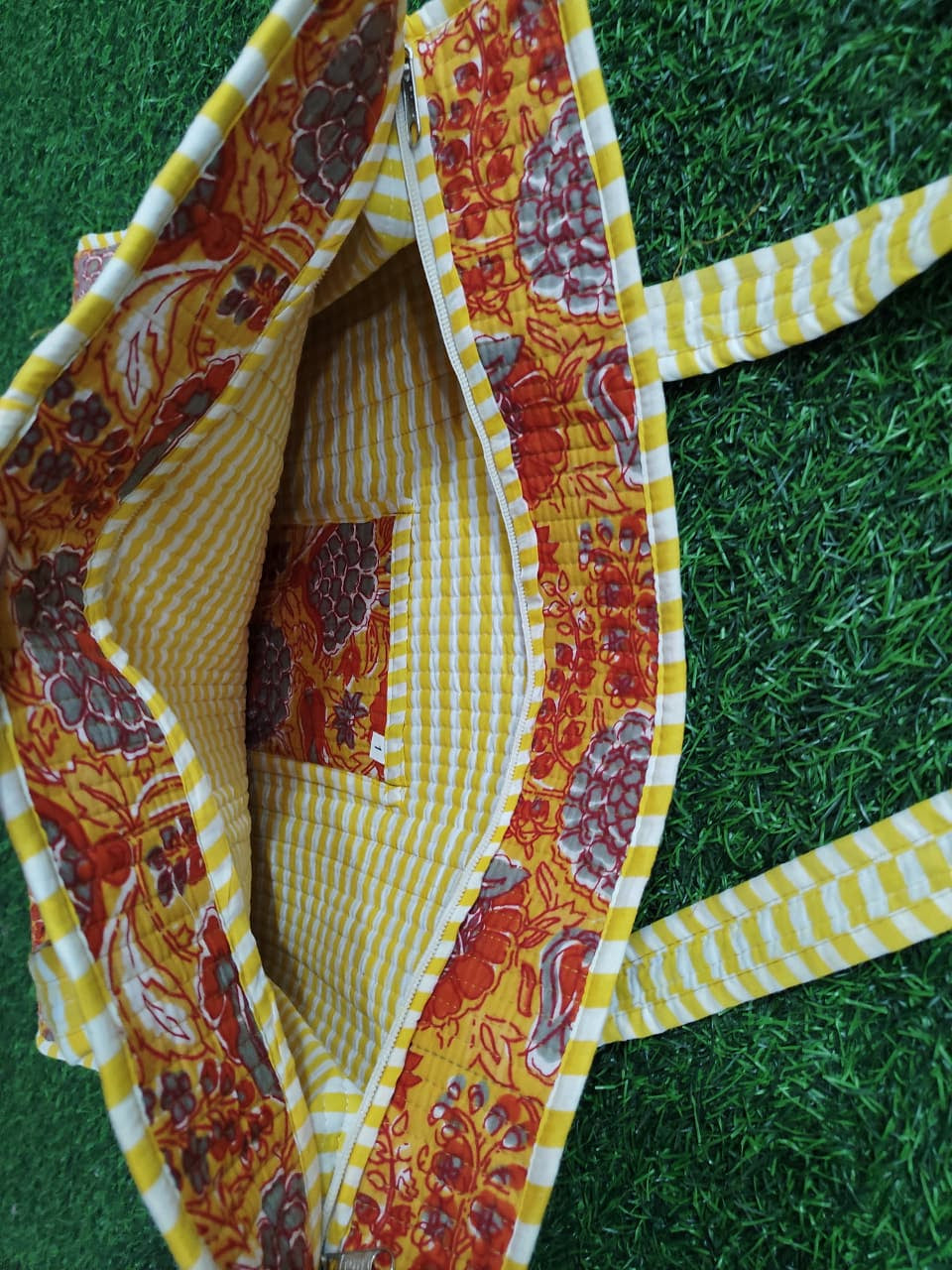 Handcrafted Printed Fabric Tote Bag with Dual Handles