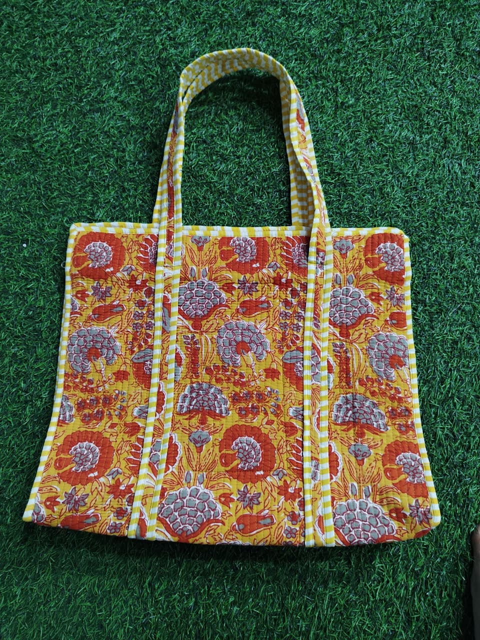 Handcrafted Printed Fabric Tote Bag with Dual Handles