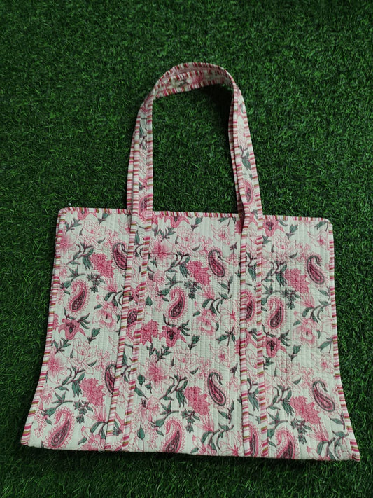 Handcrafted Printed Fabric Tote Bag with Dual Handles